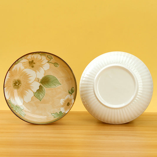 7 - inch Printed Vertical - Striped Plate (with Camellia Pattern) M.66 JPDB