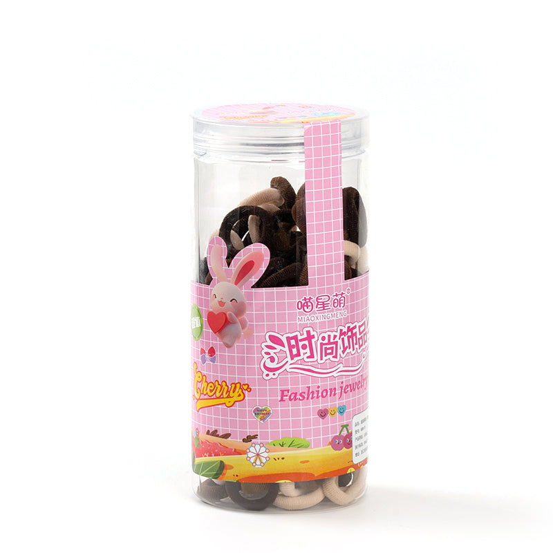 M42 MXM-39 Coffee-colored Children's Terry Cloth Hair Ties in a Bucket (120 Pieces)