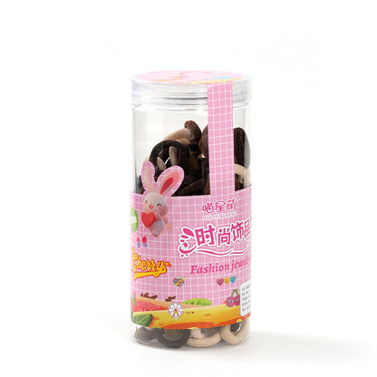 M42 MXM-39 Coffee-colored Children's Terry Cloth Hair Ties in a Bucket (120 Pieces)