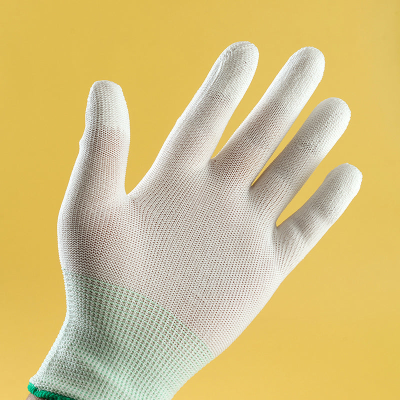 Naishu Wang 1006 White PU Coated Finger Gloves (2 pairs) M.28