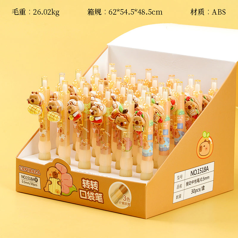 Shengdian 1518A Capybara Rotary Ballpoint Pen (Black) 0.5mm with Rotatable Charm for Stress Relief M.82