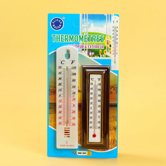 Small single-chip thermometer + imitation redwood thermometer blister card M.28
