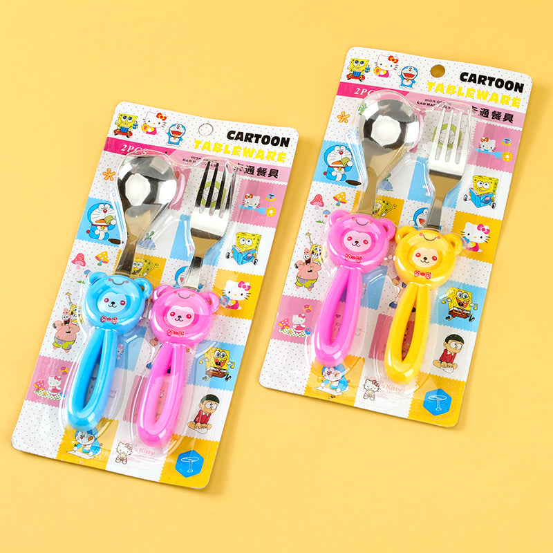 9001-2 Cartoon Spoon & Fork 2-Piece Set M.66
