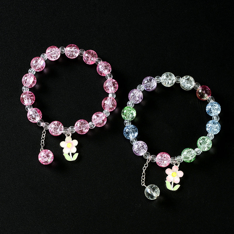 Cracked Bead Enamel Flower Bracelet  M.43