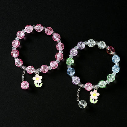 Cracked Bead Enamel Flower Bracelet  M.43