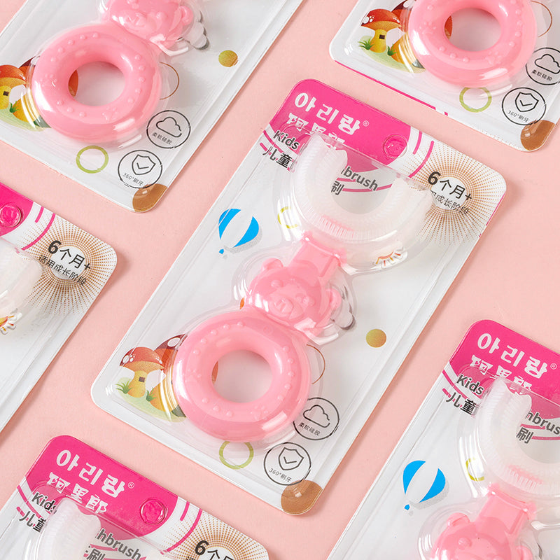 DL - 3642 Little Elephant U - Shaped Toothbrush Food - Grade Silicone 3 - 12 Years Old Kids Gum Care M.14