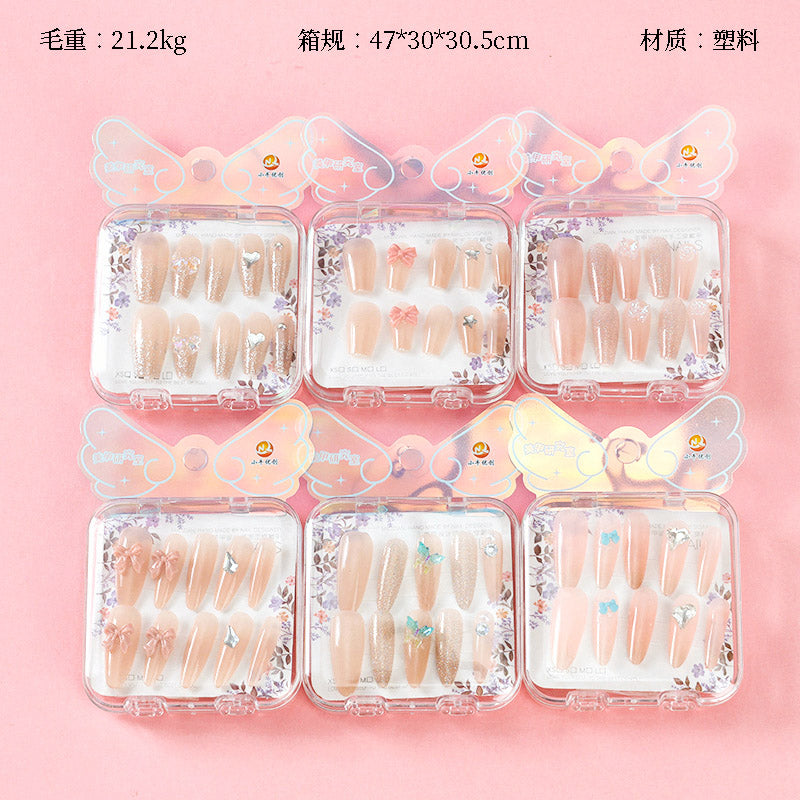 ZJ1024 Medium Box Magic Color Diamond-studded Fake Nails (Long Style) M.52