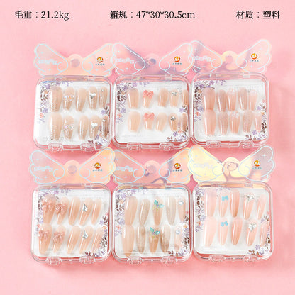 ZJ1024 Medium Box Magic Color Diamond-studded Fake Nails (Long Style) M.52