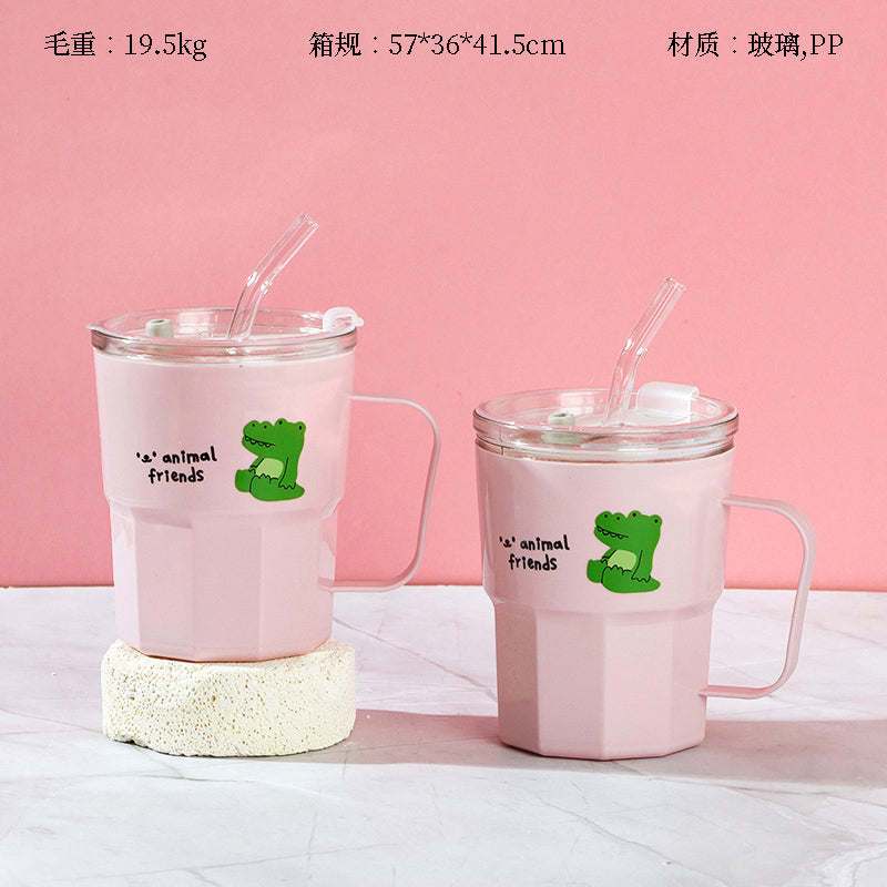 Glass Coffee Mug with Plastic Shell and Handle (360ML) M.17