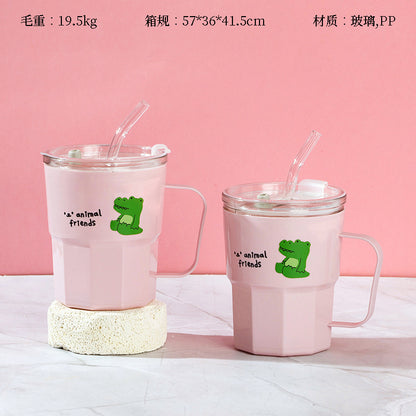 Glass Coffee Mug with Plastic Shell and Handle (360ML) M.17