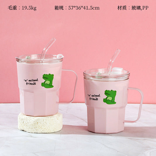 Glass Coffee Mug with Plastic Shell and Handle (360ML) M.17