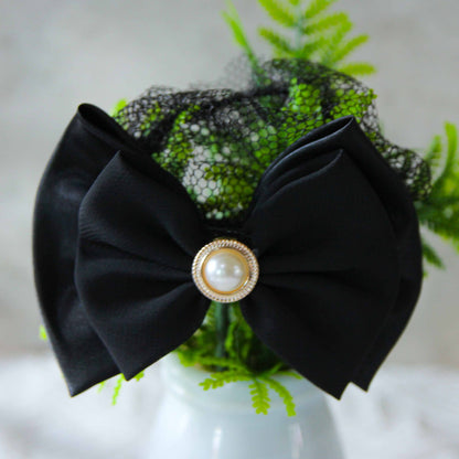 M42 Double-Layer Bowknot Pearl Hair Net (Color Randomly Assorted