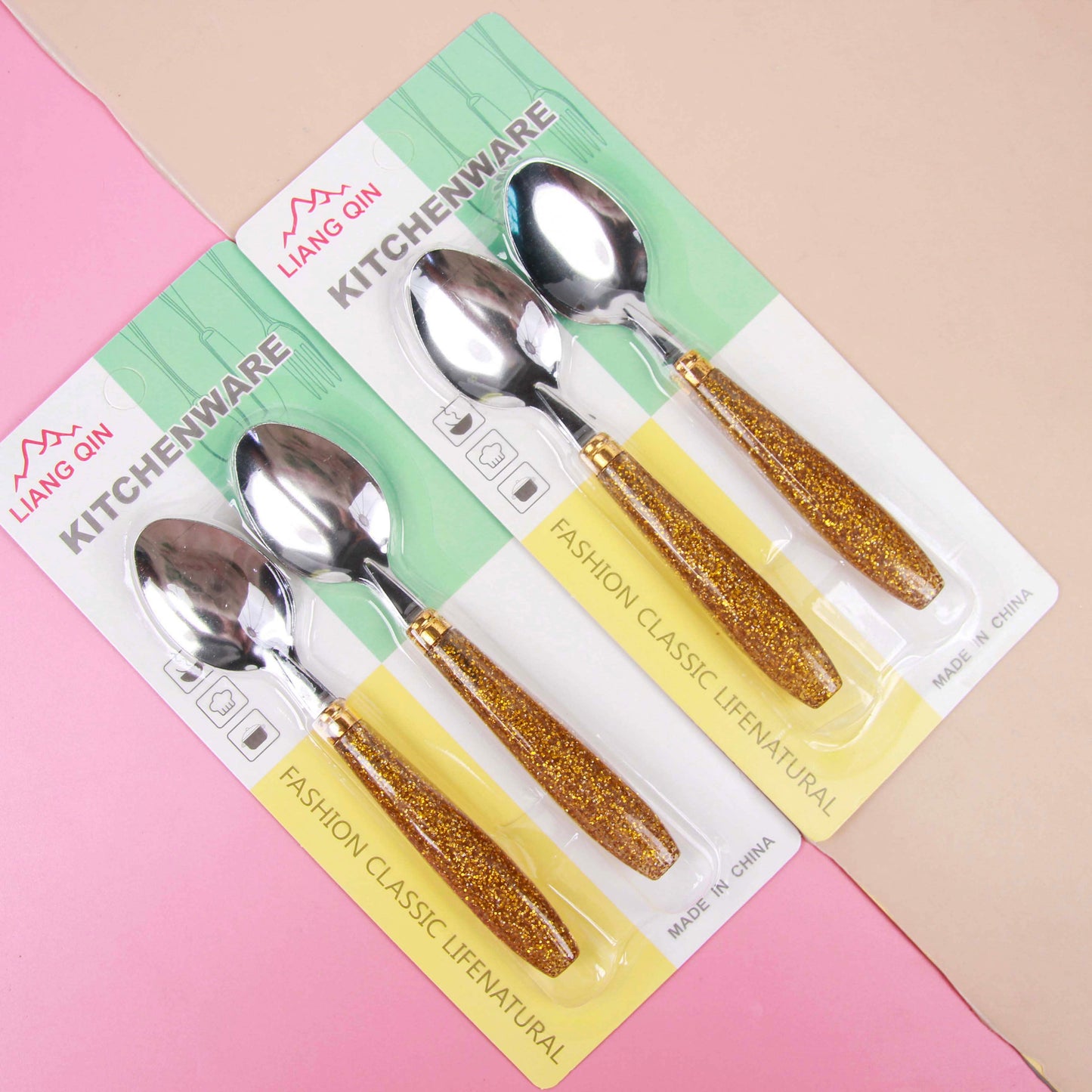8182 Gold Glitter Baby Feeding Spoon M.66