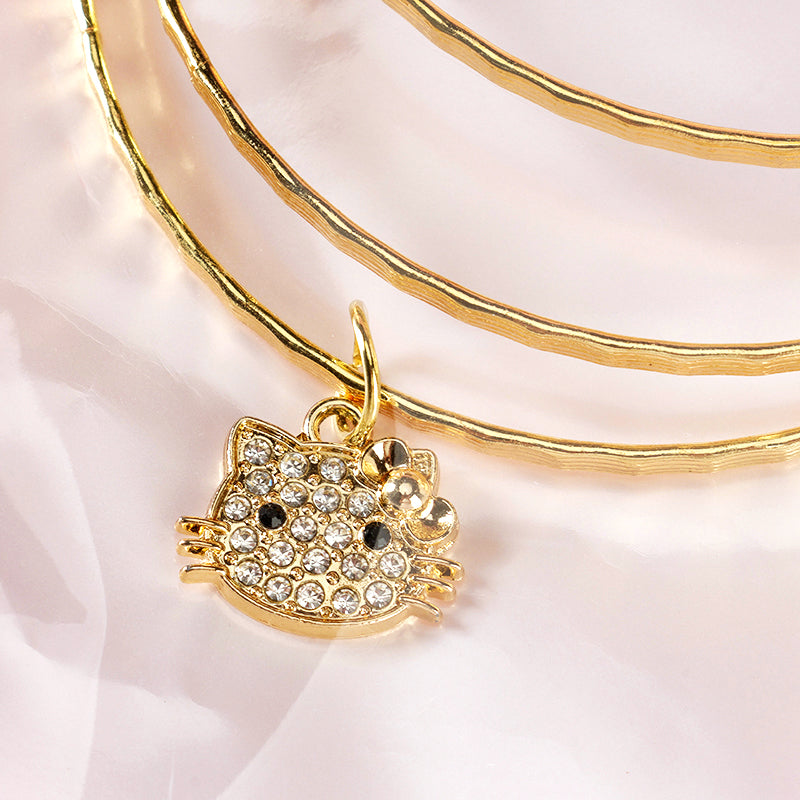 Gold Full-Diamond Pendant Bangle (Three-Circle)  M.43