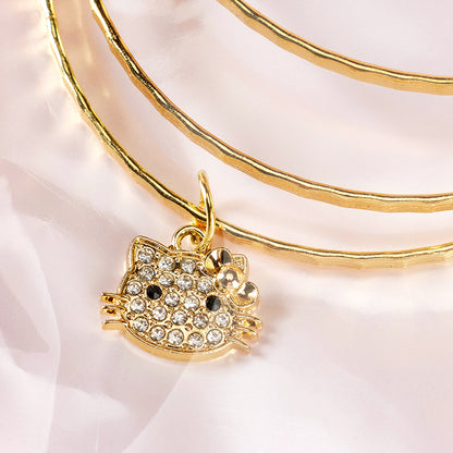 Gold Full-Diamond Pendant Bangle (Three-Circle)  M.43