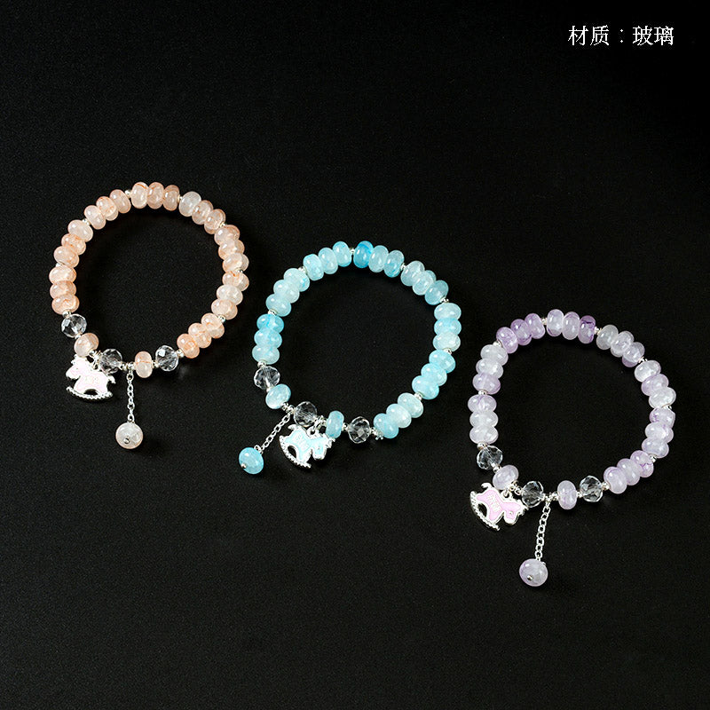 Ink Wash Abacus Bead "Ma Dao Cheng Gong" Bracelet  M.43