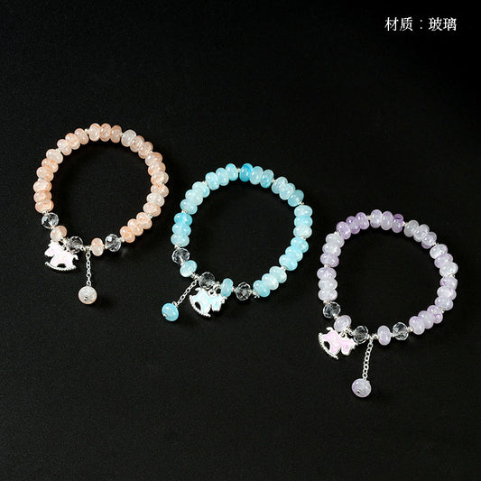 Ink Wash Abacus Bead "Ma Dao Cheng Gong" Bracelet  M.43