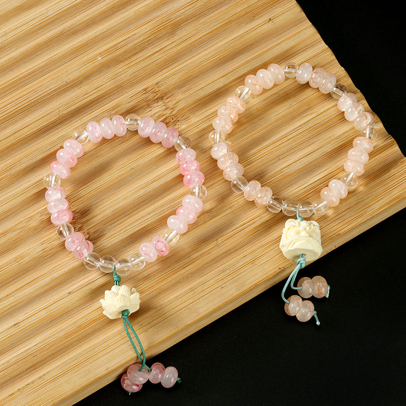 Abacus Bead Lotus Tassel Bracelet  M.43