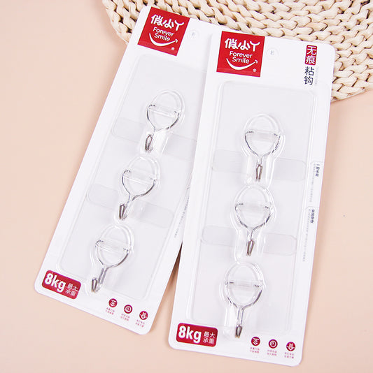 Qiaoxiaoya Model 9205 Adhesive Hooks - 3 Pcs External Buckle Transparent Square Type M.16