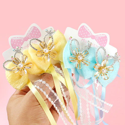 M42 Boxed Flower Bowtie & Ribbon Pair Hair Clips for Kids
