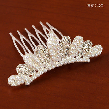 M42 Large Tiara Adorned with Pearls & Rhinestones, Boxed