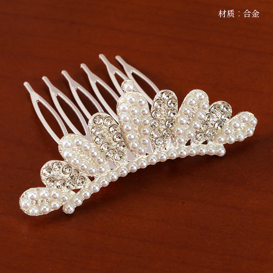M42 Large Tiara Adorned with Pearls & Rhinestones, Boxed