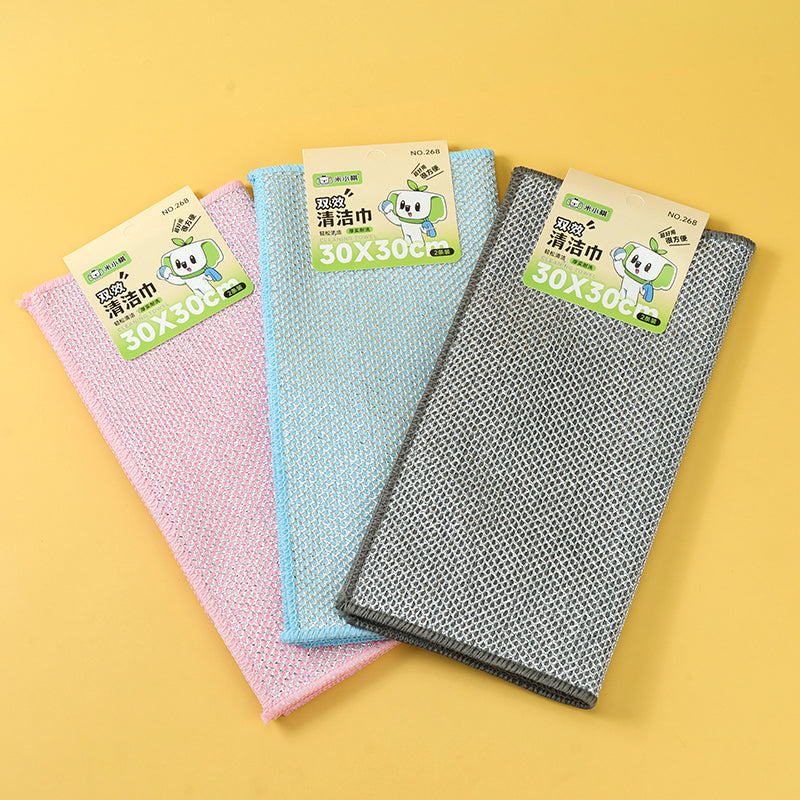 Mixiaoqi-268 checks in two pieces of dual-effect dishwashing cloths (30x30) M13
