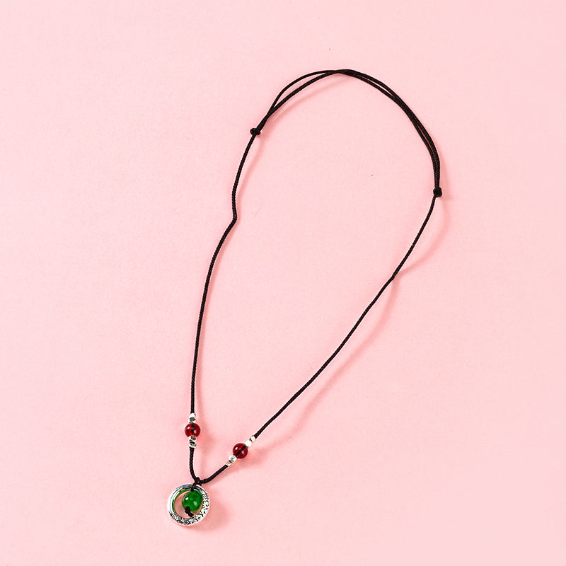 Love - bean Peace Amulet Black - cord Necklace M.43