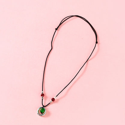 Love - bean Peace Amulet Black - cord Necklace M.43