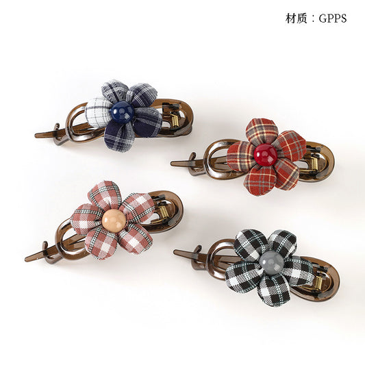 M42 New Plaid Flower Twist Clip