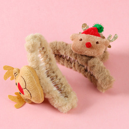 M42 4.33 Inch Large Hair Claw with Plush Flower Puppy Design