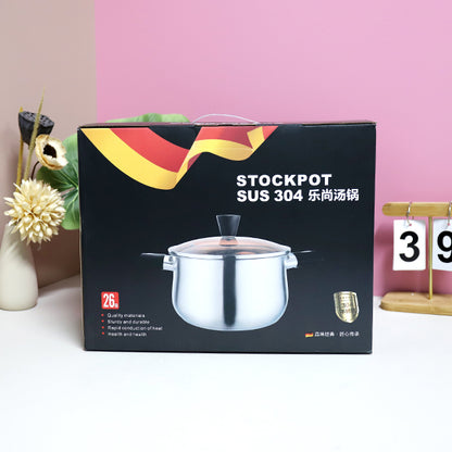 26cm 304 Stainless Steel Aishang Soup Pot with Beech Handle and Double Bottom M.61 JPDB