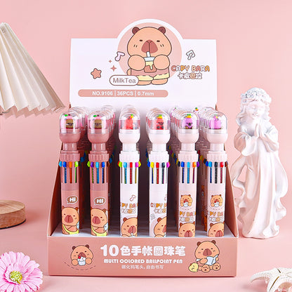 Bolígrafo Capybara 9106 de 10 colores, punta fina de 0,4 mm, colores macarrón para diario, M.82