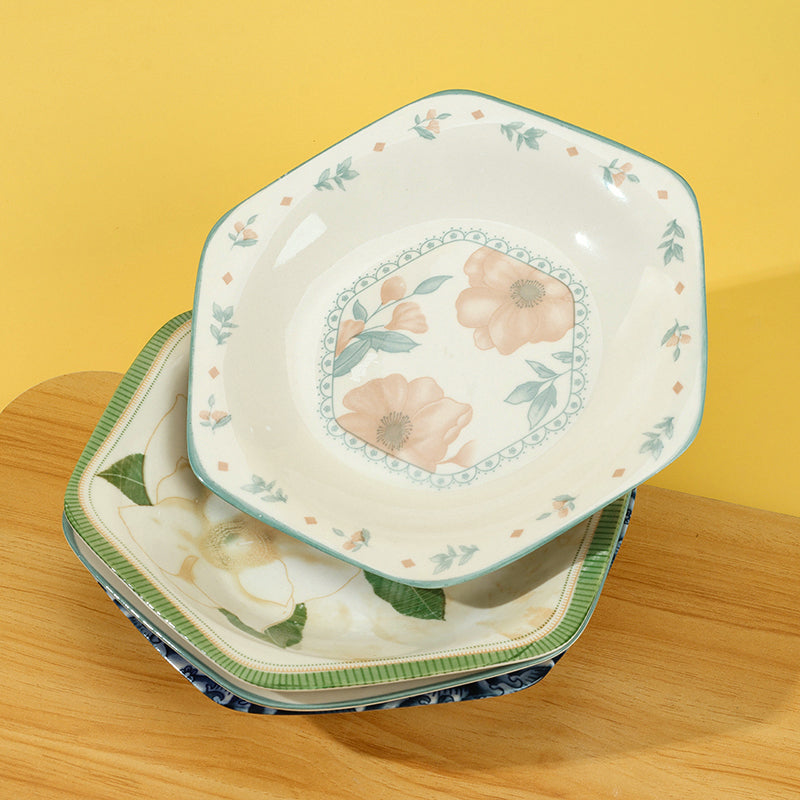 Printed 8-inch hexagonal plate (pattern random, second-grade product) M.18