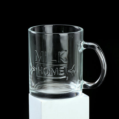 Yatelan Model 8012A Milk-Themed Glass Cup with Handle (336ml) M.17