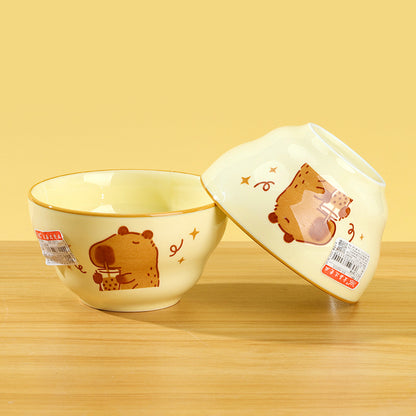 4.7 - inch Gourd - shaped Bowl with Capybara Pattern M.66 JPDB