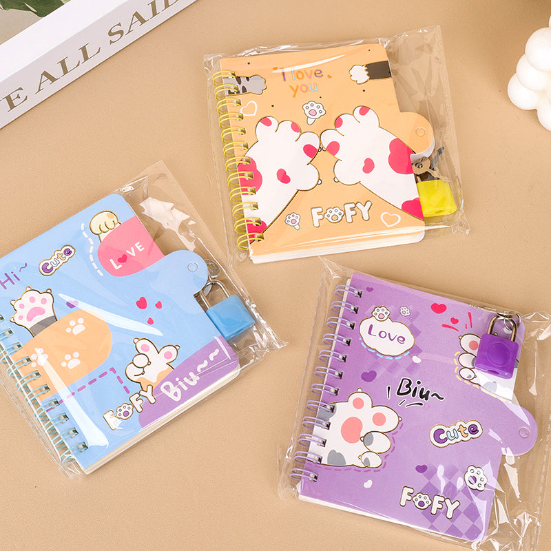 Premium XQ - A7 A7 Password Lock Coil Notebook with Random Flower Designs M.81