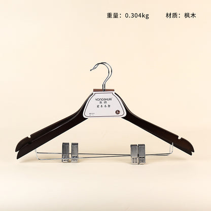 Model 211 Maple Wood Clothes Hanger with Clips (2 Pieces/Pack) M.15 JPDB