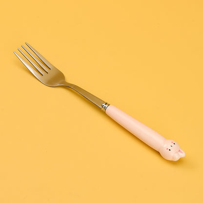 HSA-12 Lop-Eared Rabbit Ceramic Handle No.2 Fork M.66