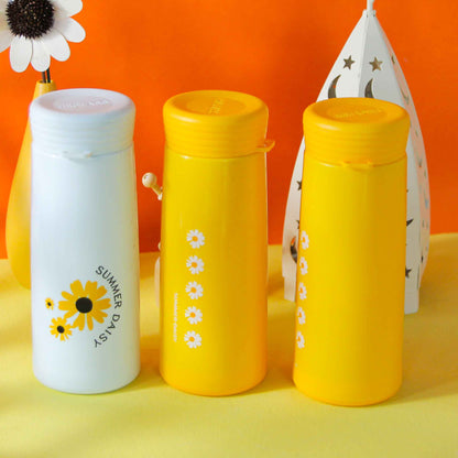 Glass Cup with Plastic Shell and Daisy Pattern (350ml) M.17