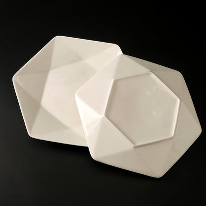 9 - inch White Hexagonal Flat Plate (Qualified Product) M.66 JPDB