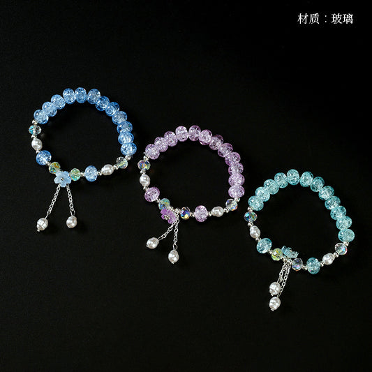 Cracked Abacus Bead Peach Blossom Bracelet  M.43