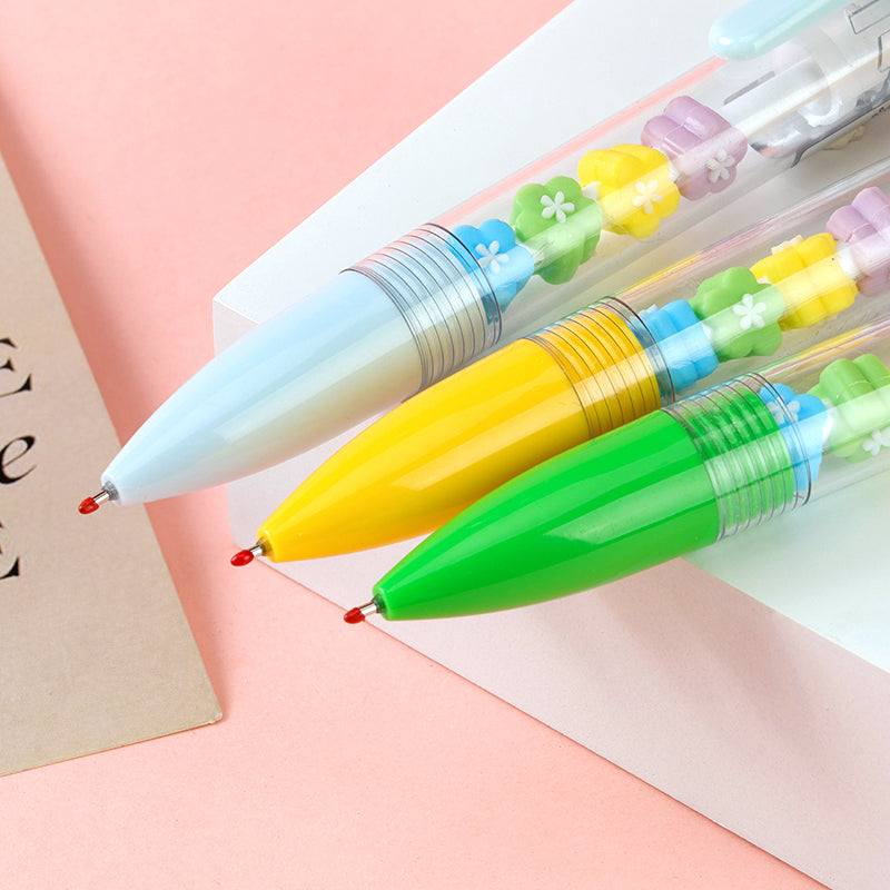 Charming JS - Z28 Flower - and - Rice - Bead - themed Click - action Gel Pen! Adorned with flower and rice bead elements, it adds a touch of cuteness to writing. M.82