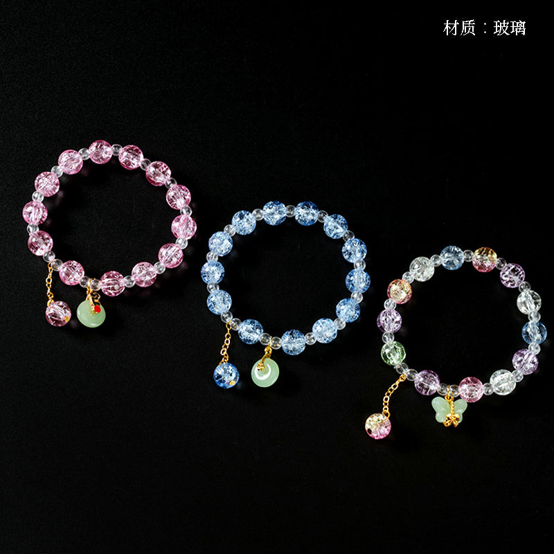 Cracked Bead Peace Jade Pendant Bracelet  M.43