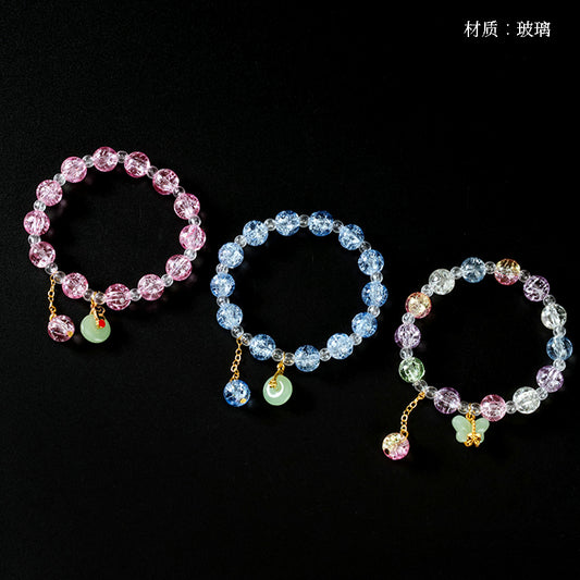 Cracked Bead Peace Jade Pendant Bracelet  M.43