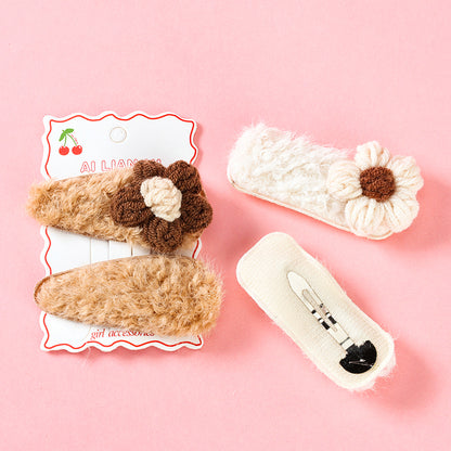 M42 Boxed Dark Coffee - colored Yarn Flower Bobby Pins (1 + 1)