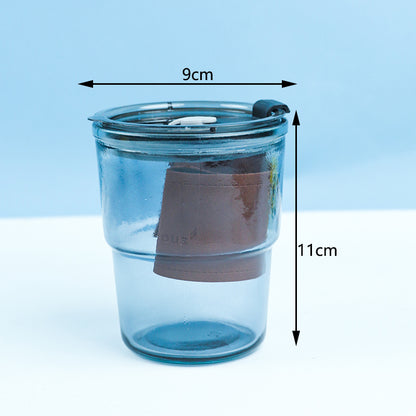 Bamboo - pattern Straw Cup with Leather Sleeve and Lid (360ml) M.17