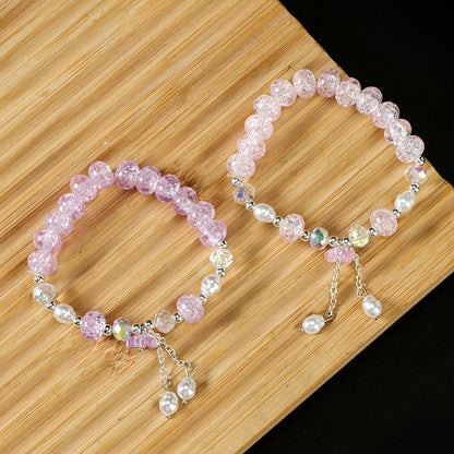 Cracked Abacus Bead Peach Blossom Bracelet  M.43