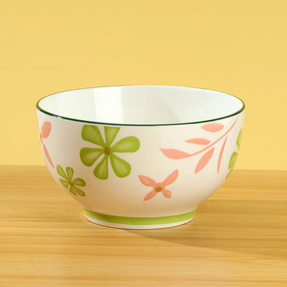 5.5 - inch Printed Shunxin Bowl with Pink - and - Green Flower Language Pattern M.66 JPDB