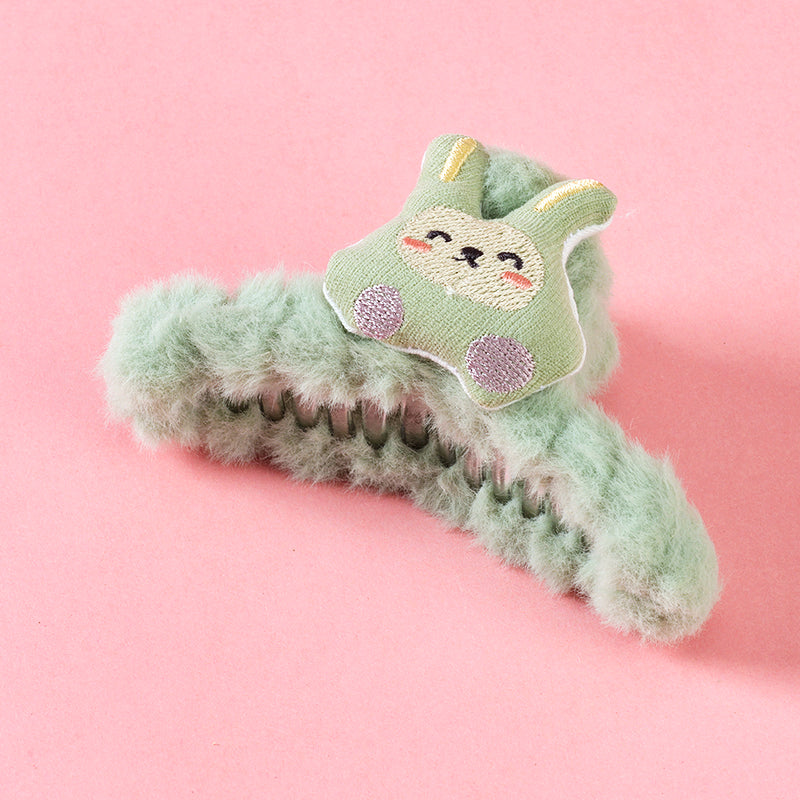 M42 4.33 Inch Large Hair Claw with Plush Cute Rabbit Design